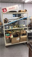 Metal Shop Cart With Assorted Misc