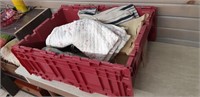 Bin of assorted pillow cases & more