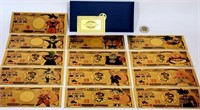 Collection de billets DRAGON BALL Z gold foil 24K