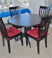 Black Round Dining Table with 4 Chairs