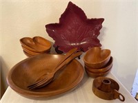 Wood Serving Items & Maple Leaf Plate