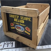 Sunny Slope Brand Peaches Wood Advertising Crate