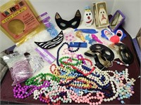 Masks, beads, wig, tiara, playtime