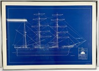 Sailing Ship Blueprint Diagram Art Print