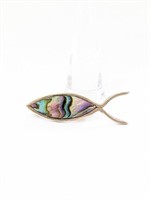 Vintage .925 Silver Abalone Brooch   E