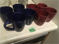 maroon & navy coffee mugs