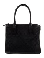 Gucci Black & Gg Canvas Gold-tone Top Handle Bag
