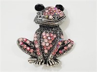 Adorabl Pink Crystal Frog Brooch