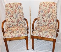 PAIR MID CENTURY MODERN CHAIRS W/ BACK PULL