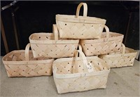 Lot of 7 Farm Stand Woven Wood Baskets