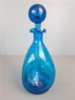 Blue Art Glass Decanter W Stopper Likely Blenko