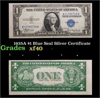 1935A $1 Blue Seal Silver Certificate Grades xf