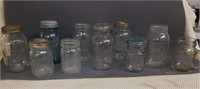 Ball jars, Clear(9) & Blue(2)