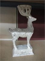 Vintage White embellished Reindeer Candle Holder