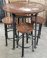 Round Bar Table and 4 Stools