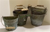 Great lot of rustic looking metal bucket pots