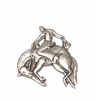 Vintage Silver Tone Rodeo Cowboy Horse Pin