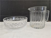 Beautiful Crystal Bowl & Marked  Glass Pitcher