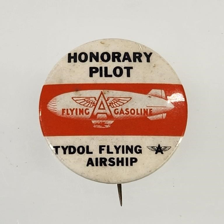 TYDOL FLYING AIRSHIP HONORARY PILOT PINBACK BUTTON