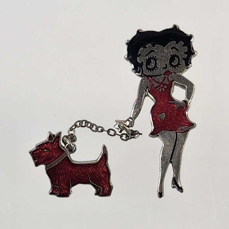 ENAMELED BETTY BOOP W/ DOG PIN