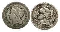 1869 & 1870 Liberty Three Cent Nickel