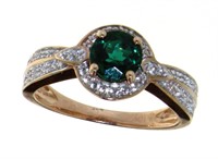 10kt Gold Round Emerald Infinity Solitaire Ring