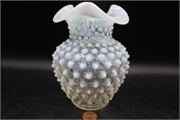 Vintage Fenton Opalescent Hobnail Fluted Vase