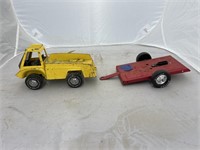 Metal Dump Truck & Flatbed Trailer