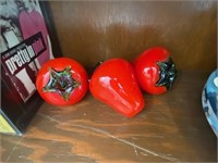 VTG LOT OF 3 BRIGHTLY COLORED GLASS STRAWBERRIES