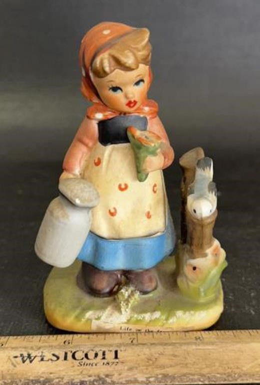 VINTAGE "HUMMELL LIKE" FIGURE-GIRL W/WATER/MILK