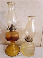 Lot of 2 Glass Decorative Kerosene Lanterns