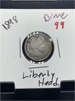 1898 BARBER SILVER DIME