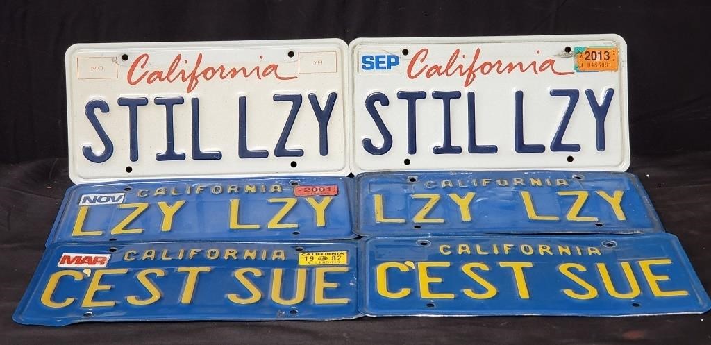 Group of custom California license plates