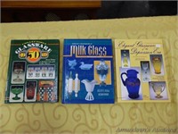 3 Books, Glassware, Milkglass & Depression Era