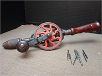 Amazing vintage Craftsman hand drill with bits