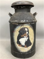 Vintage Milk Jug with Hand Painted Bernese Dog