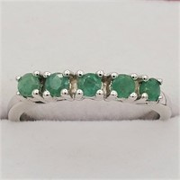LADIES STERLING SILVER 0.35CTS EMERALD RING
