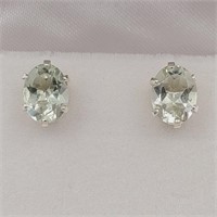 STERLING SILVER 2.17CTS GREEN AMETHYST EARRINGS