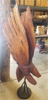 Carved Wooden Eagle w/Heavy Metal Base, Slightly