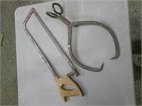 ice tongs and meat saw