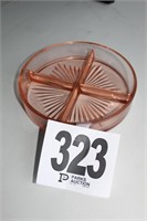 (1)Pink Depression Glass Round Divided Server