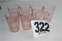 (7) Pink Depression Glass Juice Glasses (6 Match