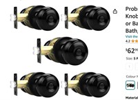 Probrico (5 Pack) Matte Black Privacy Door Knobs