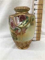 Ornate Nippon Hand Painted Vase, 8 1/2”T,