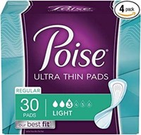 Poise Incontinence Pads, Light Absorbency, Regular