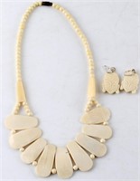 CARVED EARRING NECKLACE AND EARRING SET