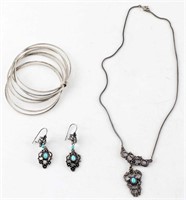 SOUTHWESTERN STYLE SILVER AND TURQUOISE JEWELRY