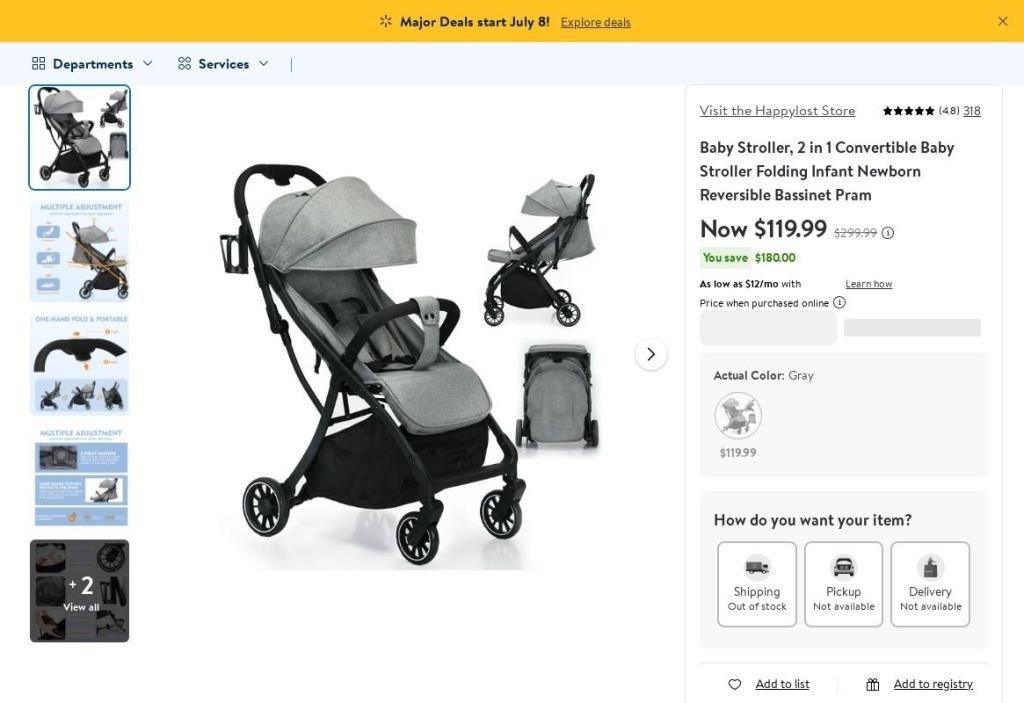 N6035  Happylost Baby Stroller 2-in-1 Folding Inf