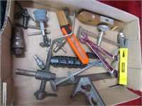 Misc. Tools. Wrenches, knives, square.