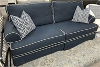 Blue upholstered sleeper sofa
Width: 85”
Depth: